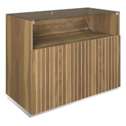 Comptoir vitrine côté bois Vertigo T03 MDF naturel et olivier 120x60x93cm