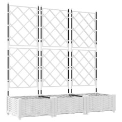 Helloshop26 - Lot de 3 caches-pots de jardin 120 x 40 x 125,5 cm usage extérieur design moderne en acier blanc 02_0058603 - blanc acier 3000240679766