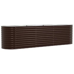 Helloshop26 - Jardinière surélevé minimaliste moderne 320 x 80 x 81 cm pour fleurs durabilité en acier marron 02_0058913 - marron acier 3000240843679