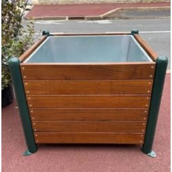 Jardinière La Capelle - 100 x 100 x 78 cm - 370L avec cuvette extractible et drainage - acier galvanisé
