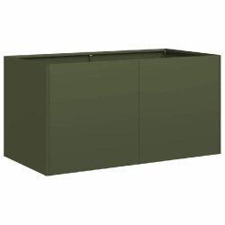 Helloshop26 - Jardinière élever en extérieur 80 x 40 x 40 cm avec fond ouvert et design moderne en acier laminé à froid vert olive 02_0051460 - v