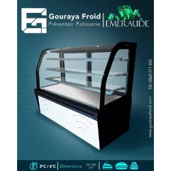 Présentoir pâtisserie ÉMERAUDE - réfrigéré, design en Corian, inox, verre - température 3°C à 6°C