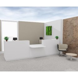 Bureau d'accueil Delta Plus pour 2, accès PMR - Mobel Linea - Blanc, 304, Acacia foncé, Banque d'accueil sans réhausses