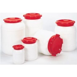 Fût rond en plastique de haute densité avec couvercle à visser idéal pour le transport de matières dangereuses en milieu médical, pharmaceutique,...- 3.6 L à 75 L