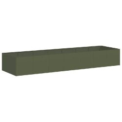 Helloshop26 - Jardinière rectangulaire fond ouvert moderne jardin terrasse 280 x 80 x 40 cm en acier vert olive 02_0051545 02_0051545 - vert acier 30