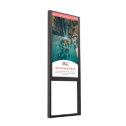 Totem vitrine - DOUBLE-FACE fixé sur pied