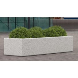 Jardinière en béton Ese - Jardinière aux lignes droites et définies pour espaces urbains - Blanc et gris - 200 x 70 x 45 cm