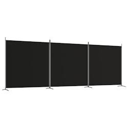 Décoshop26 - Séparateur de pièce cloison 3 panneaux 525 x 180 cm tissu noir et fer DEC030802 - noir 3000258125170