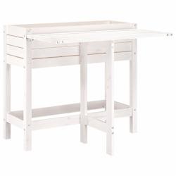 Helloshop26 - Jardinière bac lit surélevé plantes fleurs terrasse jardin de jardin avec plateau pliant bois pin massif blanc 02_0038585 - blanc Boi