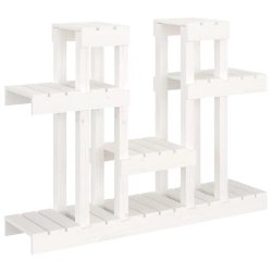 Helloshop26 - Support à plantes design rustique jardin 104,5 x 25 x 77,5 cm en bois massif blanc - blanc Bois massif 3000235302709