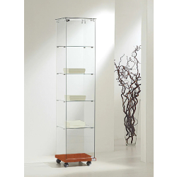 Vitrine d'exposition 4/18EVA - colonne en verre, 3 tablettes amovibles, porte avec serrure - blanc