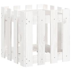 Helloshop26 - Jardinière bac lit surélevé plantes fleurs terrasse jardin avec design de clôture 40 x 40 x 40 cm pin massif blanc 02_0038095 - blan