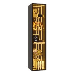 Merax Vitrine LED 30 × 30 × 160 cm, vitrine en Verre Noir, vitrine avec Porte à Cadre en Aluminium, étagères réglables, Verre trempé - noir mul