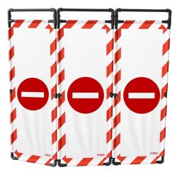 Barrière d'intervention 3 panneaux PVC ou Inox 304 - 1800 / PVC / Interdiction