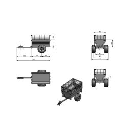 Remorque simple essieu 2 roues 550kg benne galvanisée 1500x960x465 mm Torros AHR550G