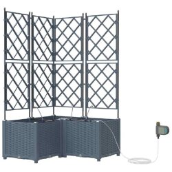 Helloshop26 - Lot de 3 cache-pots de jardin moderne avec système d'irrigation 80 x 80 x 142 cm en acier gris clair 02_0058598 - gris acier 3000240678