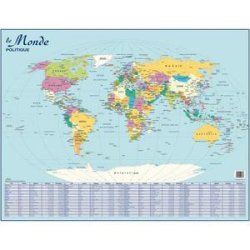 CBG Planisphère monde politique mural - pelliculée - format 66 x 84,5 cm - avec 4 œillets pour suspension