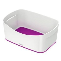 Leitz - Bac de rangement MyBox Medium sans couvercle en ABS - Blanc avec fond violet