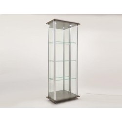 Hanoï - Vitrine d'exposition haute avec montants en aluminium, éclairage LED et tablettes en verre