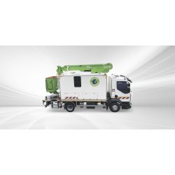 Camion châssis cabine Renault D12 - nacelle PL 12T00 avec bras télescopique articulé et charge panier 265 kg