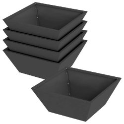 Helloshop26 - Lot de 5 cache-pots trapézoïdaux modernes 40 x 40 x 15 cm pour jardin terrasse en acier noir - noir métal 3000237379891