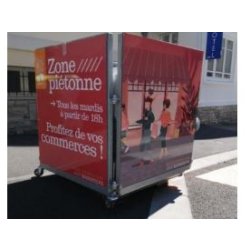 Dispositif barrière repliable et affichable - Bloc béton anti-intrusion - Ouverture totale 3,60 m