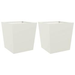 Helloshop26 - Jardinière bac lit surélevé plantes fleurs jardin terrasses lot de 2 50 x 50 x 50 cm acier blanc 02_0038989 02_0038989 - blanc acier