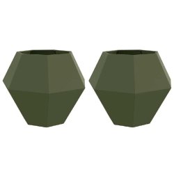 Helloshop26 - Lot de 2 jardinières rectangulaires design extérieur 100 x 100 x 80 cm en acier vert olive - vert acier 3000237757156