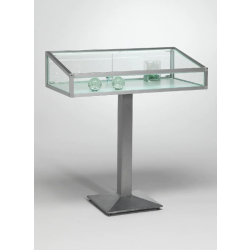 Vitrine table sur pied C12TAVA - aluminium anodisé et verre trempé - 99x51x108 cm