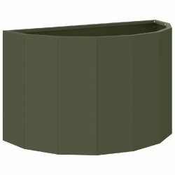 Helloshop26 - Jardinière demi-ronde design moderne extérieur 60 x 30 x 35 cm en acier vert olive - vert métal 3000241253965