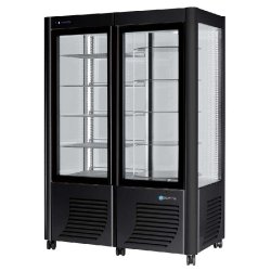 Vitrine réfrigérée panoramique rotative positive noire 2 portes 800l - 800G-N