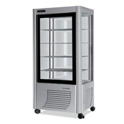 Vitrine réfrigérée positive 4 faces vitrées 540 litres fixe / grilles chromées 1 porte - 540FLEDT