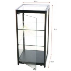 Vitrine d'exposition 8415 - Noir - Éclairage intégré - Verre trempé et aluminium anodisé