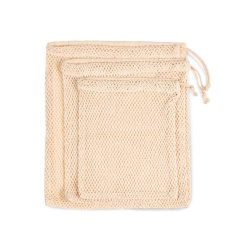 Sac en filet à cordelette - 100% coton - Face avant en filet - Réf: KI0734 - Marque Kimood