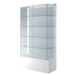 Vitrine d'exposition 120/VBVA - Présentoir mural intégré avec rangement, dimensions 120x46x218 cm
