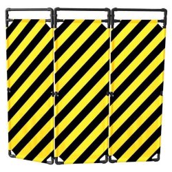 Barrière d'intervention 3 panneaux PVC ou Inox 304 - 1800 / PVC / Noir / Jaune