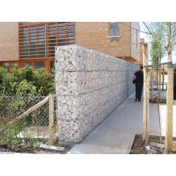 Mur de clôture - Gabion STONEBOX® avec panneau en U et remplissage en pierre granulométrie 80/150 mm