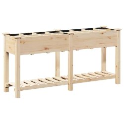 Helloshop26 - Cache-pot de jardin minimaliste avec étagère 161,5 x 45 x 76,5 cm style rustique en sapin beige 02_0058853 - beige Bois massif 3000240