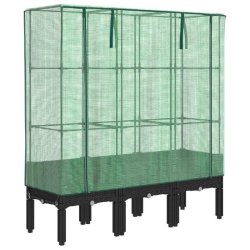 Helloshop26 - Jardinière bac lit surélevé plantes fleurs terrasse jardin surélevée avec housse aspect rotin 120 x 40 x 140 cm noir 02_0038743 - n