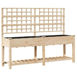 Helloshop26 - Cache-pot de jardin rectangulaire durable extérieur 203,5 x 54 x 152,5 cm en bois de sapin massif beige - beige Bois massif 30002408094
