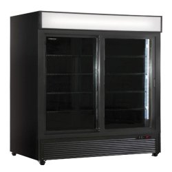 KLIMAITALIA Vitrine frigo pour boissons pte double ventilée régulateur électronique et thermomètre numérique. T° 0°C/+10°C. Mod. CL1300V2GCSLBLACK