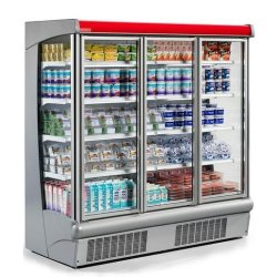 Vitrine réfrigérée positive verticale murale - modèle ARGUS DOORS avec portes aluminium et isolation thermique