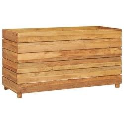 Helloshop26 - Lit surélevé jardinière 100 x 40 x 55 cm bois de teck recyclé et acier 02_0000896 - Bois massif 3000072311537