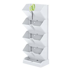 Prosperplast - Jardinière verticale Mini Cascade en plastique, coloris blanc, 19,5 x 11,4 x 47,5 cm, avec ciseaux de jardinage - blanc plastique ZA13