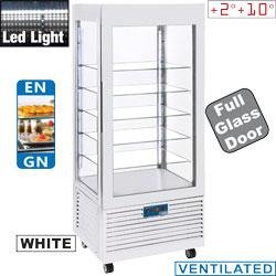 Vitrine réfrigérée 4 faces vitrées - Température positive - 5 étagères en verre trempé - 480L - Blanche - INN/VN-W5