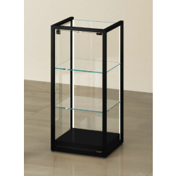 Vitrine TM/45BVA - Noir muséo - Vitrine d'exposition en verre avec étagères réglables et éclairage LED