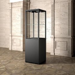 Vitrine Museum métal Colonne Coffre 60x60xH200cm - livrée pré-montée - noir