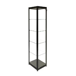 Vitrine colonne cadre aluminium noir et verre trempé 40x40x180 cm