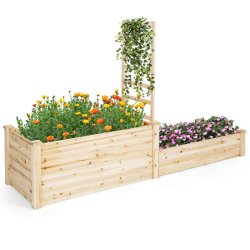 Helloshop26 - Jardinière en bois de sapin 223 x 64 x 134 cm polyvalent avec treillis amovible design rustique en bois marron 20_0011034 20_0011034 -