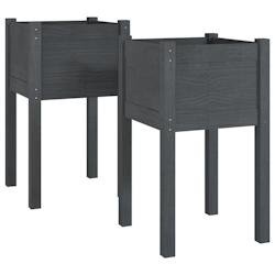 Helloshop26 - Jardinière bac lit surélevé plantes fleurs jardin terrasses d'extérieur lot de 2 40 x 40 x 70cm bois de pin massif 02_0038900 - Bois